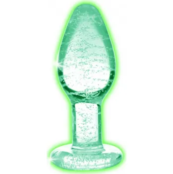 Dildo Booty Sparks Svítící anální plug L - skleněný průhledný