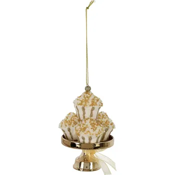 Vánoční dekorace Koopman International b.v. Dekorace - mufiny na podnosu zlaté barvy 12 cm 456615