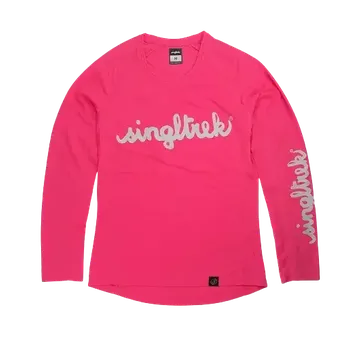 cyklistický dres dámský dres s dlouhým rukávem Singltrek Script růžovo-bílý