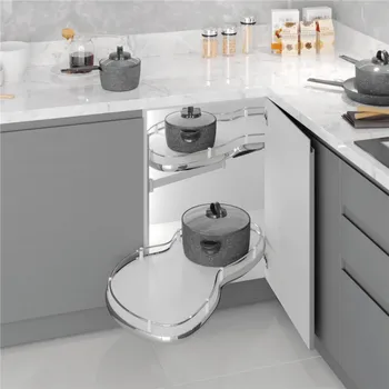 Kuchyňská skříňka Starax Rohová ledvinka BEAN s tlumením / Bílá - chrom Pravý 450 mm