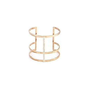 Náramek Luxusní náramek stříbrný pozlacený růžovým zlatem Pevné kruhy část osázená zirkony - délka 0ccm