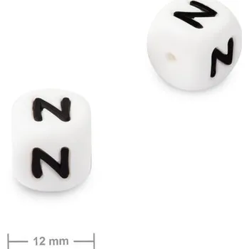 Dětské navlékací korálky Silikonový korálek kostka 12 mm s písmenem N