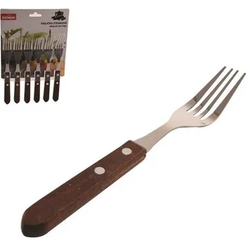 Příbor Vidlička steaková nerez/dřevo - sada 6 ks - ORION domácí potřeby