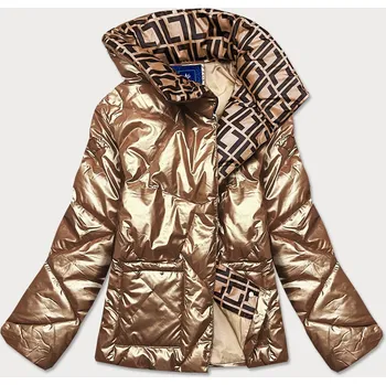 Zlatá dámská bunda s leskem (OMDL-023) odstíny žluté L (40)