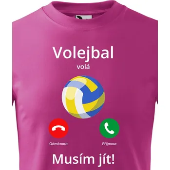 Chlapecké oblečení Dětské tričko Volejbal volá Musím jít!, Barva Purpurová Bezvatriko.cz 2365