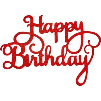 Dortová svíčka Červený zápich - topper na dort Happy Birthday 14 cm - Dortmarket