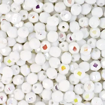 Dětské navlékací korálky Manumi české broušené korálky 4 mm Opaque White AB