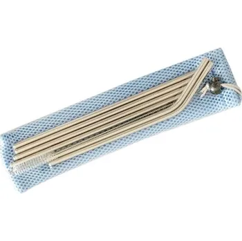 Brčka nerezová - 6 ks + modrý obal - Kovovýroba Jeníkov