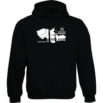 Pánská mikina Mikina s kapucí SRPEN 1968 - bratrská pomoc - černá