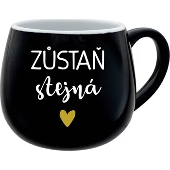 ZŮSTAŇ STEJNÁ - černý keramický hrníček 300 ml