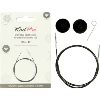 Jehlice Vyměnitelné ocelové lanko Knitpro pevné 76 cm