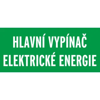 Značení Hlavní vypínač elektrické energie samolepící vinylová fólie 210x100 mm