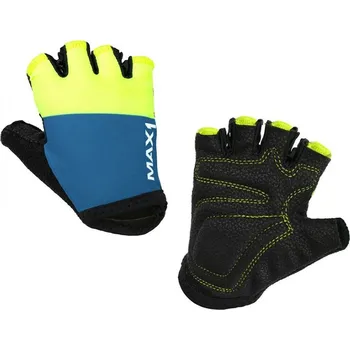 Cyklistické rukavice dětské krátkoprsté rukavice MAX1 modro/fluo žluté