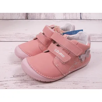 Dívčí polobotky D.D.step Celoroční boty obuv D.D. step kožené BAREFOOT S070-41929A růžové s motýlkem velikost: 23
