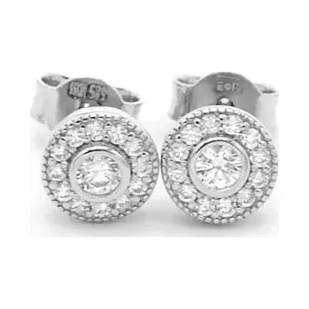 Náušnice Náušnice z bílého zlata, pecky se zirkony na puzetu 1,40g