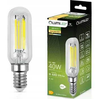 Žárovka LED žárovka E14 T25 4W = 40W 440lm 3000K Teplá Filament LUMILED