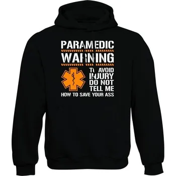 Pánská mikina Mikina s kapucí PARAMEDIC WARNING - černá