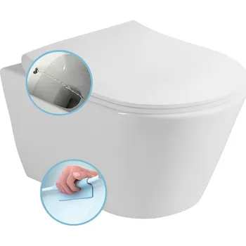 WC sada AVVA závěsná WC mísa Rimless s bidet. sprškou, 35,5x53 cm, bílá