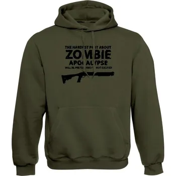Pánská mikina Mikina s kapucí Zombie Apocalypse Shotgun Remington - olivová