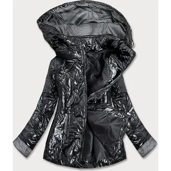 Lesklá černá prošívaná dámská bunda (B9573) odstíny černé 52