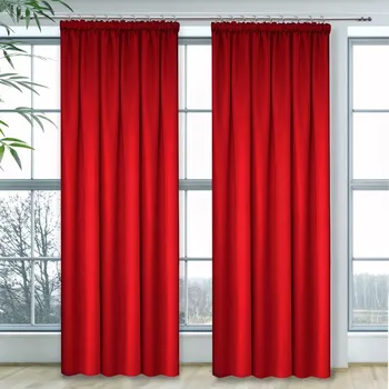 Záclona Závěsy červený Ušité s řasící páskou Canada (Z)