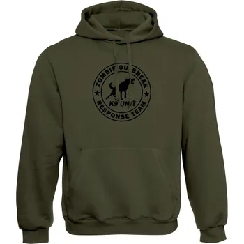 Pánská mikina Mikina s kapucí Zombie Outbreak Response Team K9 Unit - olivová