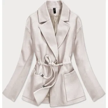 Dámský kabát Volný dámský krátký kabát v barvě ecru (2727) odstíny béžové XL (42)