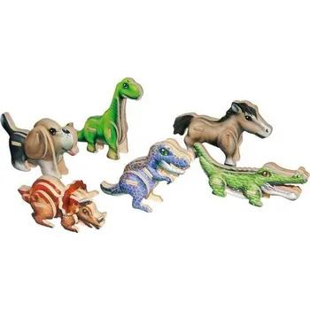Dřevěná hračka Small Foot Dřevěné 3D puzzle sada 6 ks dinosaurů