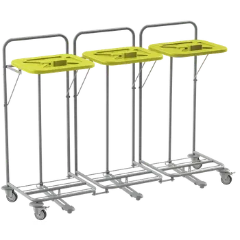 Odpadkový koš VK 120 - 3N vozík na třídění odpadu a prádla, nožní otevírání plast - VK - žlutý