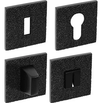 Dveřní kování Dveřní rozeta MP - TI - HR 5SQ T3 (BS - Černá matná), Hranatý otvor pro obyčejný klíč BBQ, MP BS (černá mat)