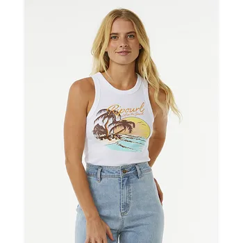Dámská móda Tílko Rip Curl SUNSET RIBBED TANK White velikost S