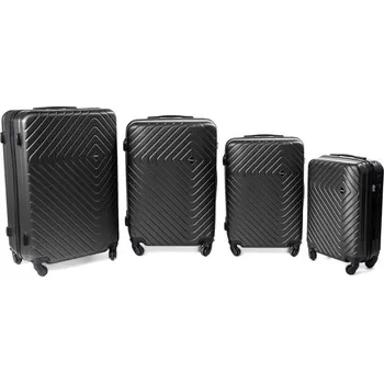 Černá sada 4 pevných plastových kufrů "Waves" - vel. M, L, XL, XXL