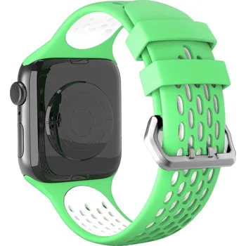 Příslušenství k chytrým hodinkám Perforovaný řemínek s dvojitým zapínáním pro Apple Watch 38/40/41/42(S10)mm Barevná varianta: Zeleno-bílý