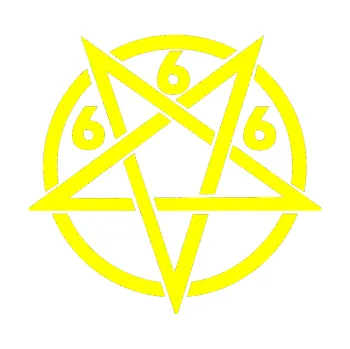 samolepka Pentagram 666 (05 - žlutá citron) SAMOLEPKA NA AUTO, NÁLEPKA, FÓLIE, POLEP, TUNING, VLASTNÍ TEXT, TISK, AUTOSAMOLEPKY.cz, POLEPY, OBRÁZEK, LOGO, 3D STICKERS