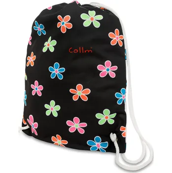 COLLM Sportovní batoh na záda GYM BAG květy černé