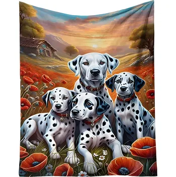 deka Excellent Mikroplyšová hřejivá deka 150x200 cm - Dalmatini a vlčí máky