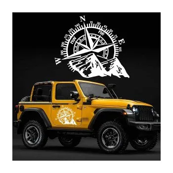 Samolepící dekorace Kompas 002 levá hory (06 - oranžová) SAMOLEPKA NA AUTO, NÁLEPKA, FÓLIE, POLEP, TUNING, VLASTNÍ TEXT, TISK, AUTOSAMOLEPKY.cz, POLEPY, OBRÁZEK, LOGO, 3D STICKERS