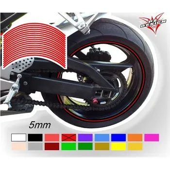 samolepka Tmavě červené proužky na ráfek motocyklu šířka 5 mm (Proužky na ráfky barva červená tmavá)