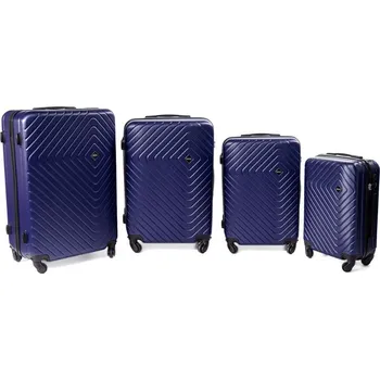 Modrá sada 4 pevných plastových kufrů "Waves" - vel. M, L, XL, XXL