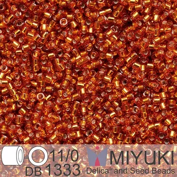 Korálek Korálky Miyuki Delica 11/0. Barva Dyed Silverlined Burnt Orange DB1333. Balení 5g.