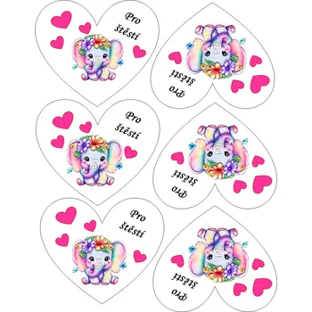 Jedlá dekorace na dort "VYŘEZÁNO" Jedlý tisk na fondánový list A4 motiv "Srdíčka 4" na vykrajovátko 10x8,5cm