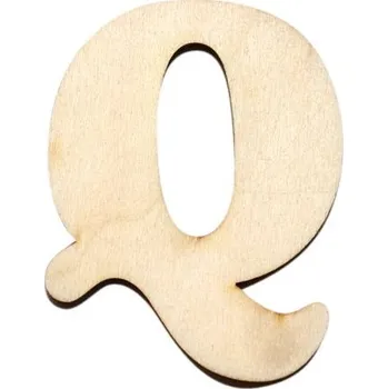 Dřevěný výřez písmeno Q, 4 x 4 cm