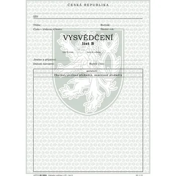 Tiskopis Vysvědčení o získání základního vzdělání v základní škole list B