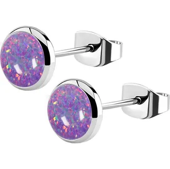 Náušnice Šperky4U Ocelové náušnice, OPÁL 6 mm - NB1-OP38