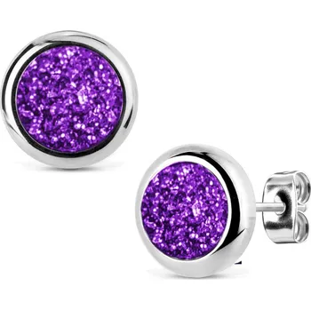 Náušnice NUBIS® Ocelové náušnice DRUZY Deep Violet - NB316