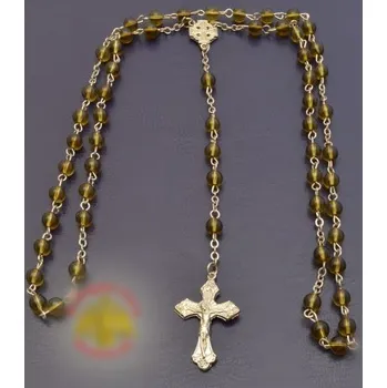 Náhrdelník Růženec s průsvitnými zelenými korálky 50