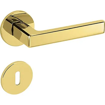 Dveřní kování Dveřní kování MP TI - SONIA - R 3095 5S (OLV - Mosaz leštěná lakovaná), klika-klika, Bez spodní rozety, MP OLV (mosaz leštěná a lakovaná)