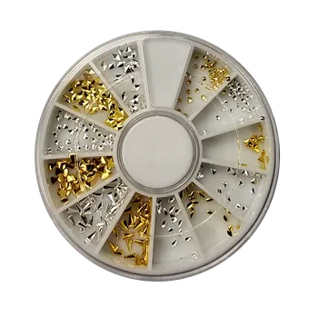 Umělé nehty Ozdoby na nehty - karusel zlato stříbrné hvězdičky, mašličky