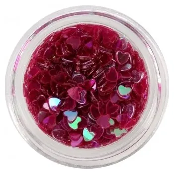 Zdobení nehtů srdíčka tmavě růžová čirá