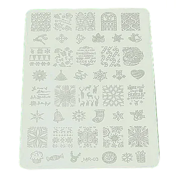 Zdobení na nehty - Velká razítkovací destička Vánoce XXL MR-03